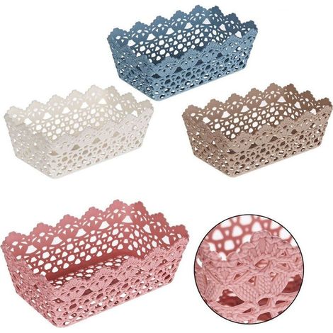 Cleafe - Cestino Porta Oggetti Cesto Plastica Rettangolare 24.5x15.2x9.2cm Multiuso 79471 - (1/5)