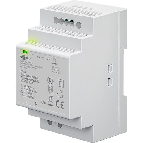 GOOBAY Alimentation sur rail DIN 74766, 12 V, 4,5 A, 54 W