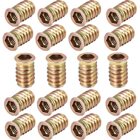 Écrous filetés pour meubles en acier au carbone galvanisé, 20 pièces, M10 x 25 mm, à six pans creux, pour meubles en bois (1/5)