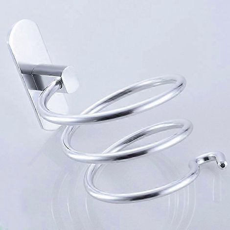 Support pour sèche-cheveux en acier inoxydable brossé, étagère de rangement murale multifonctionnelle pour salle de bain, facile à installer. (1/3)