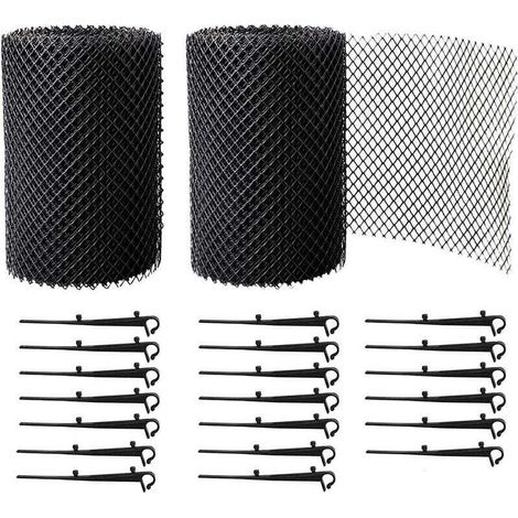 12M Grilles de Protection de Gouttière durable en PP, Protège Toiture et Protection contre Feuille + PLUS 20 Crochets de fixation+15cm de largeur+ 12m de longeur (1/4)