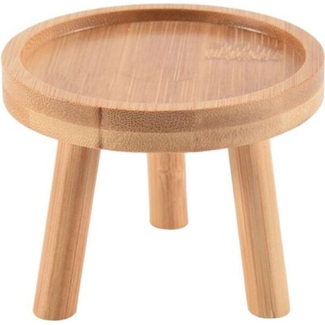 Support de plante en bois Pot fleur support base tabouret haut balcon succulente étagère à fleurs ronde pour intérieur extérieur (1/3)