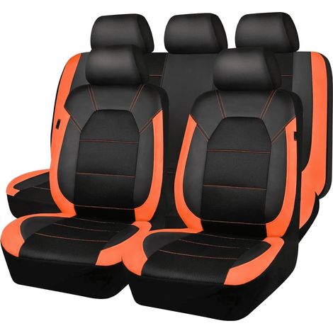 Coprisedili in pelle, universali e traspiranti, set completo adatto alle bambine, con imbottitura interna in schiuma composita da 5 mm, compatibili con airbag, adatti alla maggior parte di auto, SUV, (1/5)
