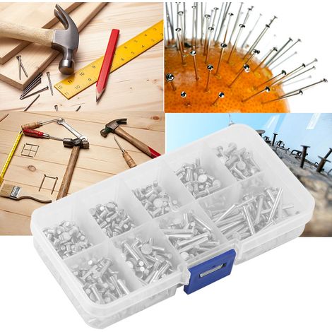 Assortiment 450 rivets en aluminium tête plate rivets pleins M2.5 longueur 3 à 20 mm (1/5)