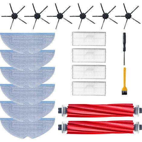 20 Kit Accessoires Pièces de Rechange pour Xiaomi Roborock S7 S7+ S7 Plus S7 MaxV Plus Ultra T7 T7S T7 Plus T7S Plus, 2 brosses principales, 4 brosses latérales, 4 filtres, 6 Serpillière (1/5)