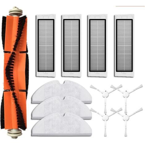 BRAVIX Accessoires pour Xiaomi Dreame F9 / Xiaomi Mijia 1C Robot Aspirateur - 1 Brosse Principale, 4 Brosses Latérales, 4 Filtres HEPA, 3 Chiffons de Serpillière (1/5)