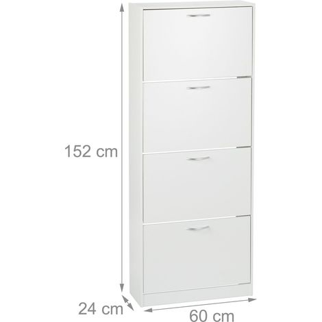 Scarpiere da ingresso 116 x 60 x 24 cm ripiano removibile design moderno in truciolare bianco 130015711