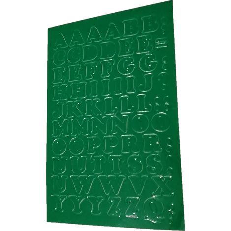 Letras autoadhesivas de papel metalizado de 1 cm, color verde.