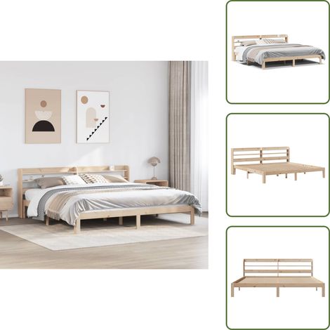 The Living Store Cadre de lit avec tête de lit sans matelas 200x200 cm - Tête de lit sur pied (1/5)