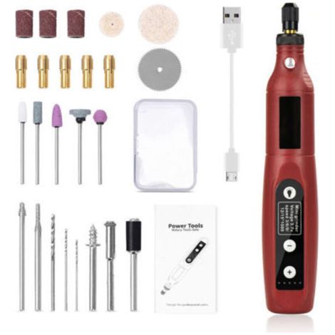 Mini Perceuse Outils Rotatifs LED Mini Perceuse Électrique sans Fil USB Rechargeable pour DIY, Polissage, Coupe