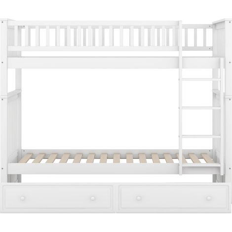 Litera infantil 90 x 200 cm blanca con 2 cajones convertible en 2 camas HOMVRA (1/5)