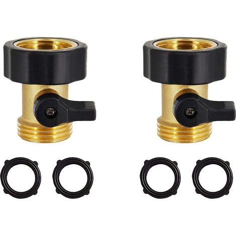 Gartenschlauch-Absperrventil – Massives Messing – Für Standard-Wasserhahn und -Schlauch – 2er-Pack (1/5)