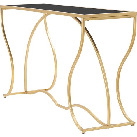 Konsole Otepaa, ein Regal, Material Glasstruktur, Farbe Regal Transparent, 130x40x75h cm Gold Rauch