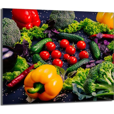 Piastra protettiva in vetro per fornello 60x52 Verdure (1/5)