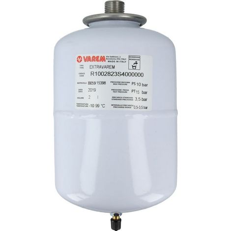 Le Sanitaire – Vase d'expansion 2 L pour installations de chauffage – Pression max 10 bar – Raccord 1/2 pouce – Membrane fixe – Hauteur 240 mm
