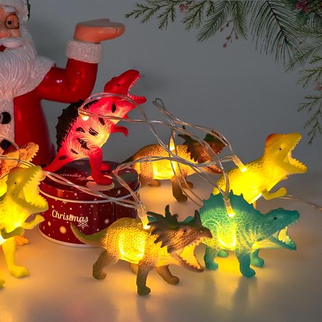 Guirlande lumineuse féérique de 2 mètres avec 10 LED, motif dinosaure, lampe décorative pour les fêtes et les chambres d'enfants. Idéale pour les veilleuses. (1/5)