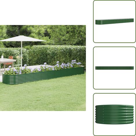 Hochbeet Pulverbeschichteter Stahl 440x80x36 cm Grün - Hochbeet - Hochbeete - Garten Hochbeet - Pflanzkübel (1/5)