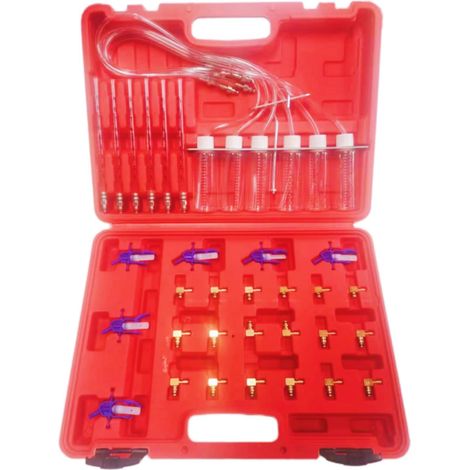 Kit de test pour injecteurs diesel 6 cylindres, testeur de fuite de rail commun avec 24 adaptateurs, débitmètre de carburant pour BOSCH/pour SIEMENS/pour DENSO/pour DELPHI, détection des (1/5)