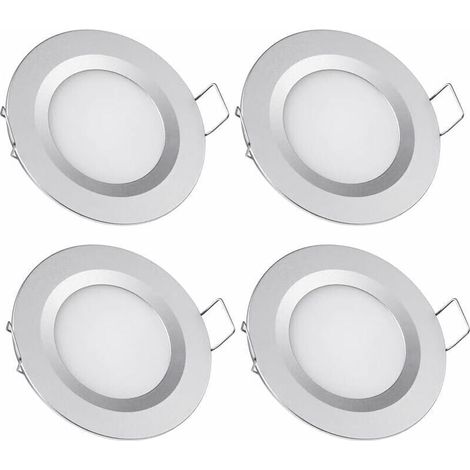 x 12V LED-Einbaustrahler, 58-65mm Loch, 3W, 3200K, Einbaudeckenleuchten für Wohnmobil, Boot, Wohnwagen, Transporter, Yacht, Warmweiß (silberne Ausführung)