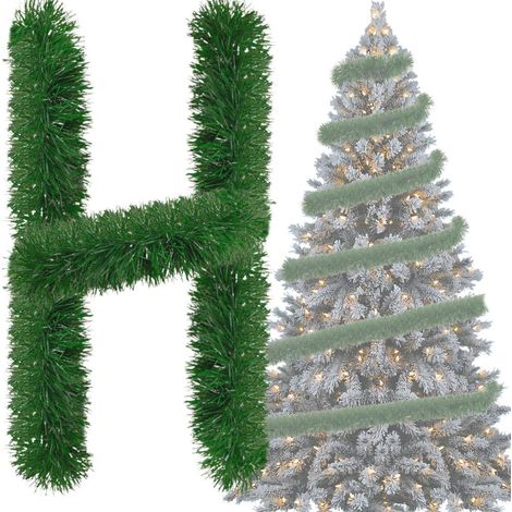 Weihnachts Girlande Lametta Grün 4x3m - Tannen Girlande Deko für Baum & Co.