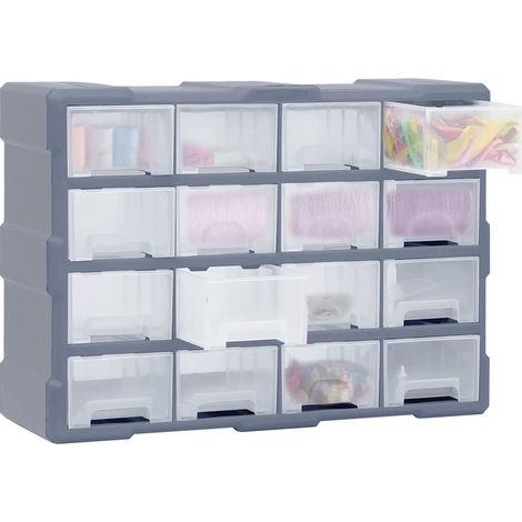 vidaXL Organizador multicajones con 16 cajones medianos 52x16x37 cm (1/2)