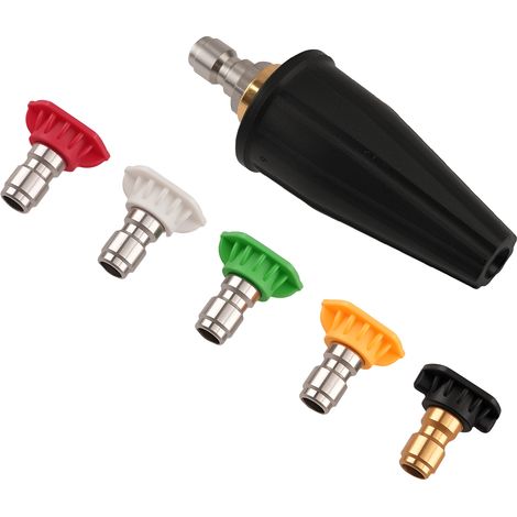 3000 PSI Pressure Washer Turbo Nozzle 5 Tips Quick Connect Copper Plating (1/5)