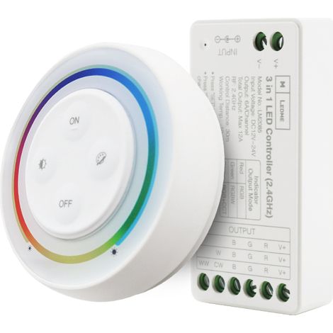 Régulateur RGB+CCT Contrôleur 12/24V DC + Télécommande RF - Ledme - LM2085 (1/2)