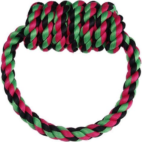 Hunde-Ring aus Baumwolle, bissfestes Kauspielzeug, farbenfroh und interaktiv, ideal für das Zahntraining von mittelgroßen und großen Hunden, starkes Rundseil. (1/5)