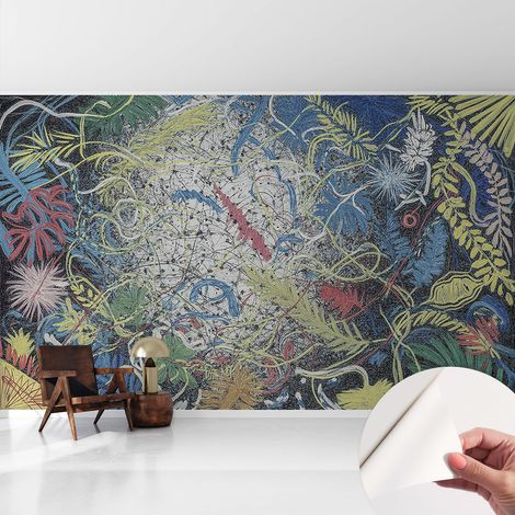 Fototapete Selbstklebend - trendige Wanddeko - Schlafzimmer - Wohnzimmer Pflanzliche Wirbel 416x254 cm (1/5)