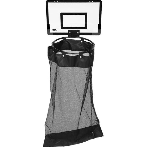 Panier à linge de porte en forme de ballon de basket avec fermeture éclair, design compact, idéal pour la salle de bain et la chambre (Fww) Noir (1/5)
