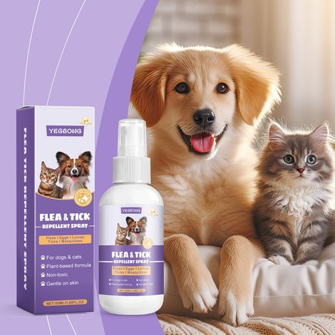 Spray antiparasitaire externe pour animaux de compagnie - nettoie en douceur les animaux de compagnie des acariens et des puces, et repousse les puces et les acariens sur le pelage des chats et des ch (1/5)