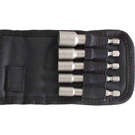 Assortiment de douilles 1/4'', 50 mm de long, 5 pièces, Contenu : 6 7 8 10 13 mm (1/2)
