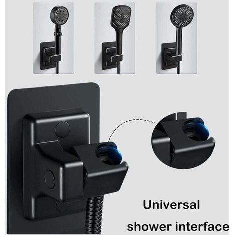 Support Douchette Mural Réglable 360 Degrés Autocollant Sans Percage pour Salle de Bain (1/4)