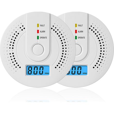 Détecteur de monoxyde de carbone 2 pcs avec écran LCD, alarme sonore 85dB et voyant LED, capteur électrochimique UL2034, blanc (1/5)