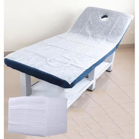 Lot de 100 housses jetables pour canapé, table de massage avec trou, pour salon de beauté, massage, tatouage, hôtel , Blanc (1/4)