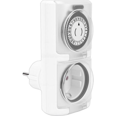 Minuterie extérieure 24 heures étanche IP44, interrupteur mécanique pour pompe de piscine et éclairage (1/5)