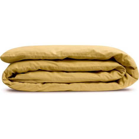 Housse d'édredon Gold en pur coton lavé avec rabat 85 x 200 cm - PANGIVO (1/3)