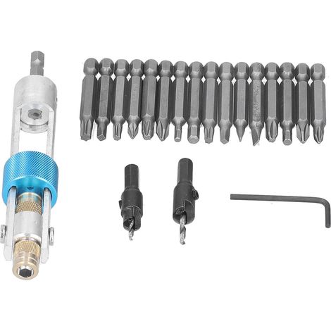 Lot de 20 forets à tête fraisée HSS avec embouts cruciformes et adaptateur porte-embout rapide double (1/5)