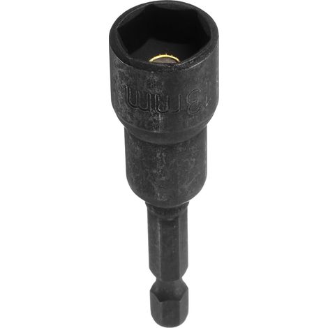 Embout Magnétique Pour Écrous 13mm Douille Hexagonale CR-V Acier Embout Perceuse Visseuse Outils À Clé Avec Tige Hexagonale 1/4" À Changement Rapide, Noir (1/5)