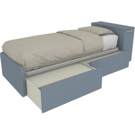 Letto singolo salvaspazio con cassetti e testata contenitiva - Avio