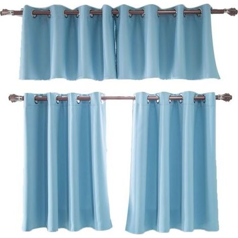 Rideaux occultants thermiques en polyester bleu ciel pour chambre et salon (1/4)