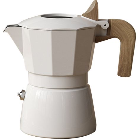 Poêle Moka Pot professionnel Portable à Double vannes, cafetière en alliage d'aluminium de Style Vintage pour Camping en plein air blanc (1/5)