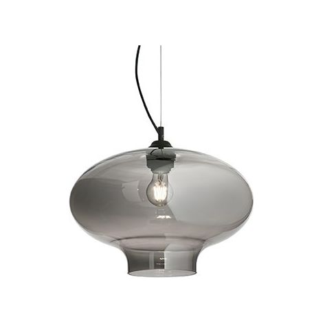 Ideal Lux Bistro' - 1 Light Dome Deckenanhänger Schwarz, Rauchgrau, Glas rund, E27 (1/2)