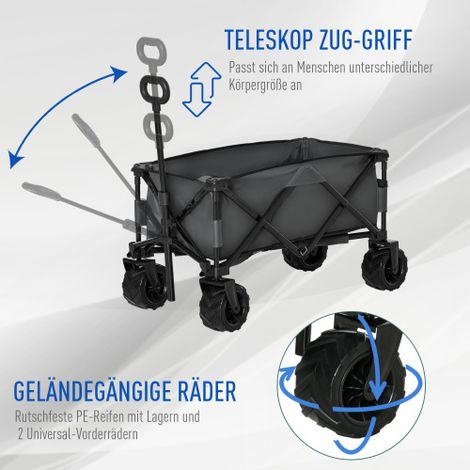Chariot de jardin pliable à main – Direction 360°, poignée télescopique réglable, capacité 20 kg, pour excursion, vert – Léger et maniable (1/5)