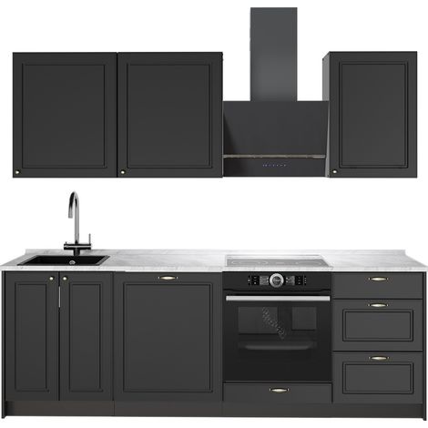 Cucina componibile Fame-Line, Oro-antracite rustico/Antracite, 230 cm, PL Marmo, Vicco (1/5)