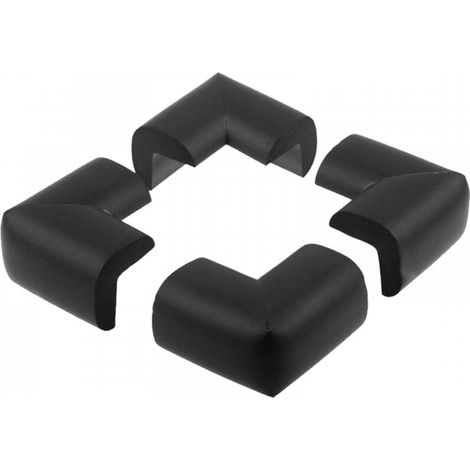 Lot de 4 protections d'angle Protection d'angle pour table et cheminée Protection d'angle pour meubles et cheminées Mousse souple Coussin d'angle de sécurité Pré-collé (Noir) (1/5)