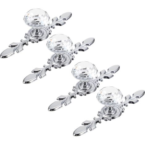 4 pièces Moderner Kristall Schrankgriff mit Silberbasis Robust and Stilvolles Design aus Zinklegieru (1/5)