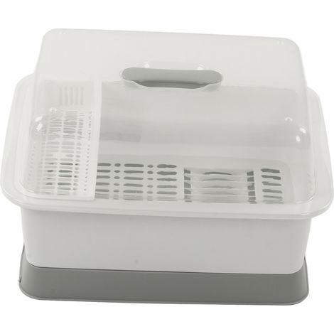 Égouttoir de Vaisselle Minimaliste Anti-Poussière avec Couvercle, Gain de Place pour Cuisine (1/5)