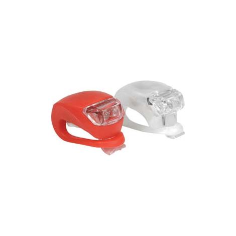 LUCE QUADRATA ANTERIORE E POSTERIORE A 2 LED PER BICICLETTA- - cm.4.7x3x3h. - 6 confezione SYNTESY
