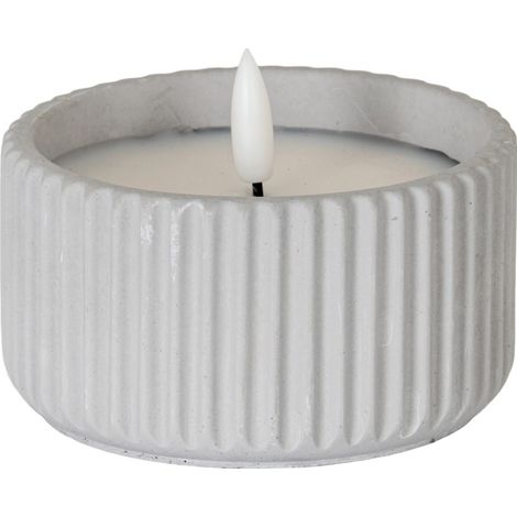 Luxe Collection Natural Glow Chalk Ribbed Small Led Candle - Wax - L9 x W9 x H5 cm - Grey